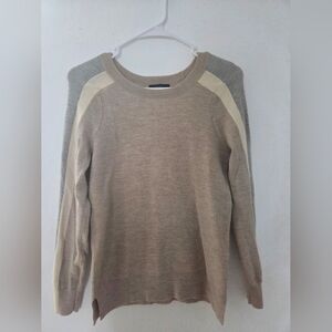 Woman's Beige and Gray Sweater 100% Merino Wool